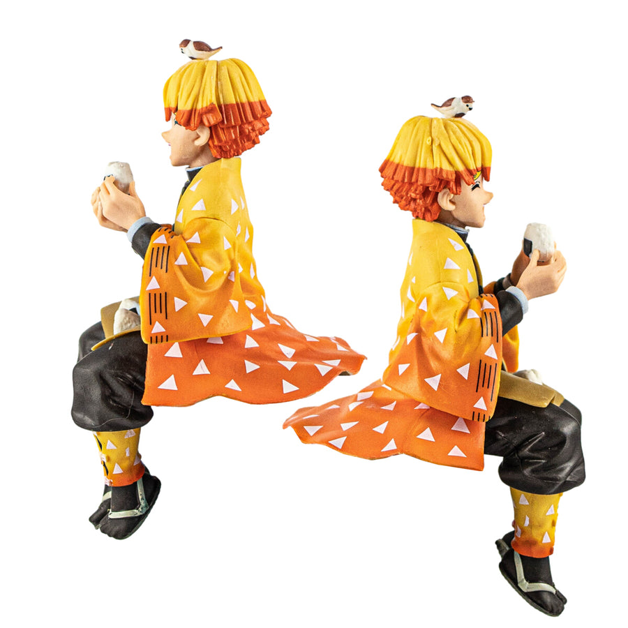 Zenitsu Agatsuma Demon Slayer Sitting Pose with Rice Balls Anime Statue Toy Figurine Collectible