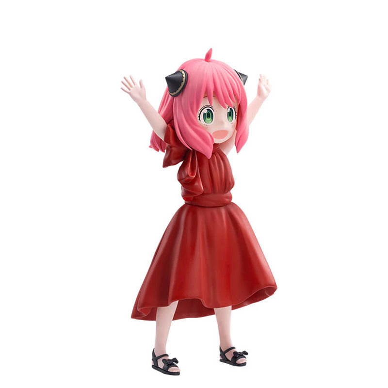 Anya Forger with Red Party Dress Decorative Desk Figure from The Anime Family Spy Suitcase Figurine 4.33" in
